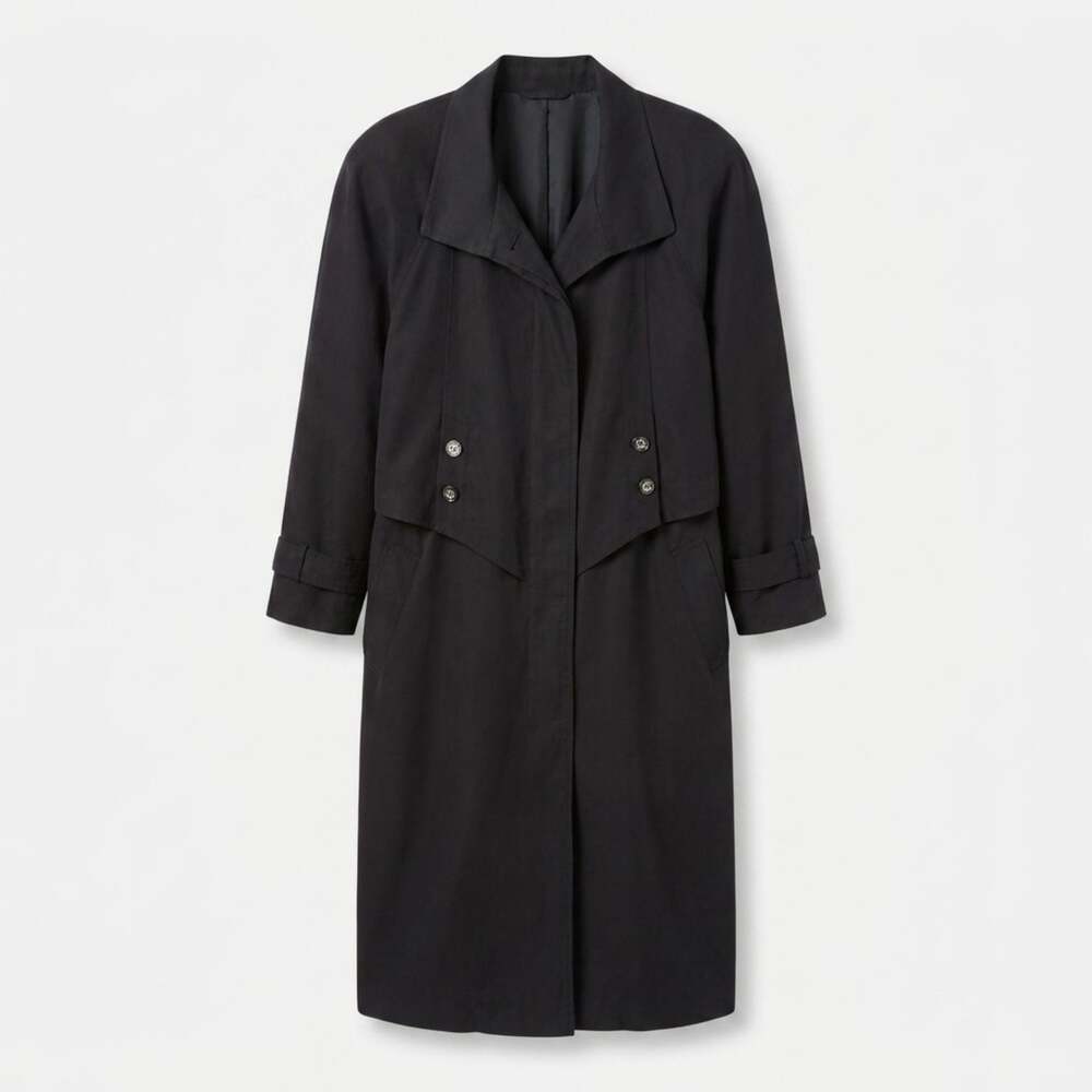 St. John Collection Black Trench Coat Size 6